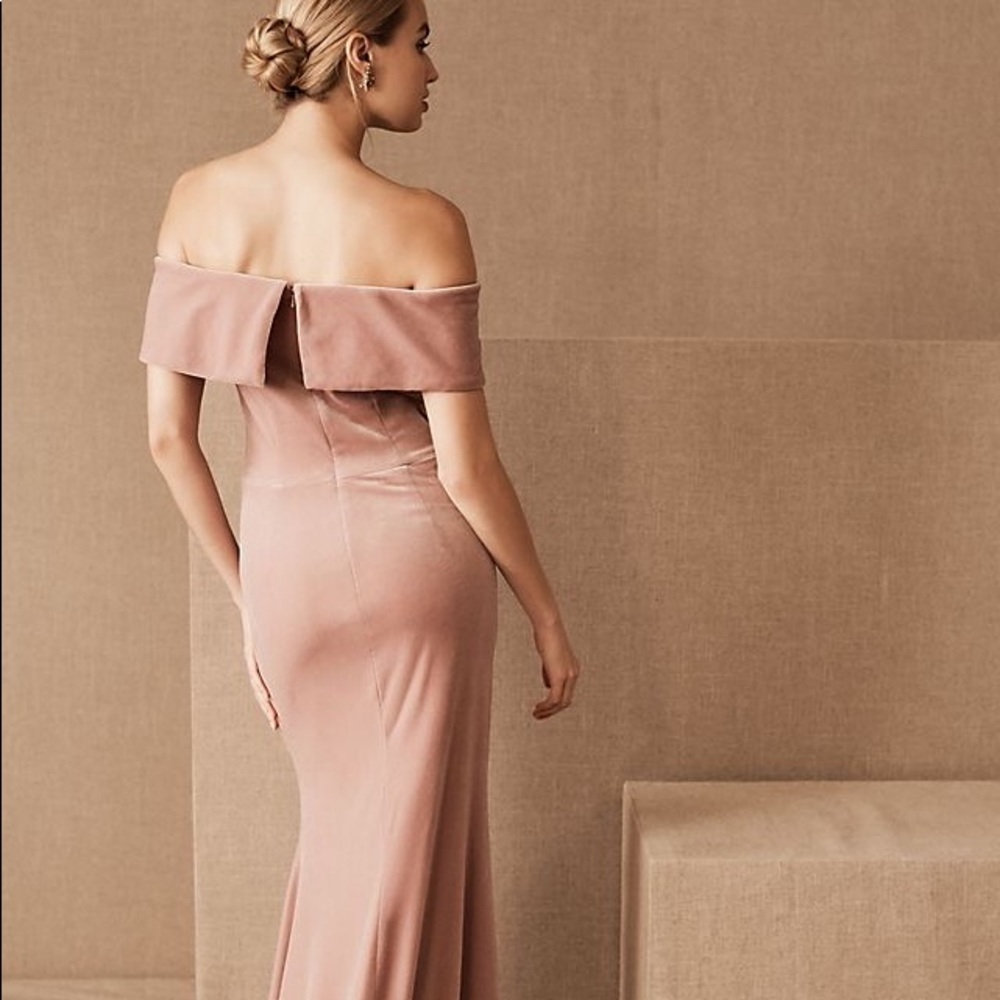 BHLDN Fawn Dusty Rose Velvet Gown with Slit